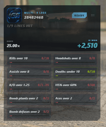 In-game IGS ticket overlay with live legs